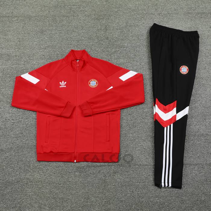 Tuta da Track di Giacca Bayern Monaco Bambino 2024-2025 Rosso Bianco